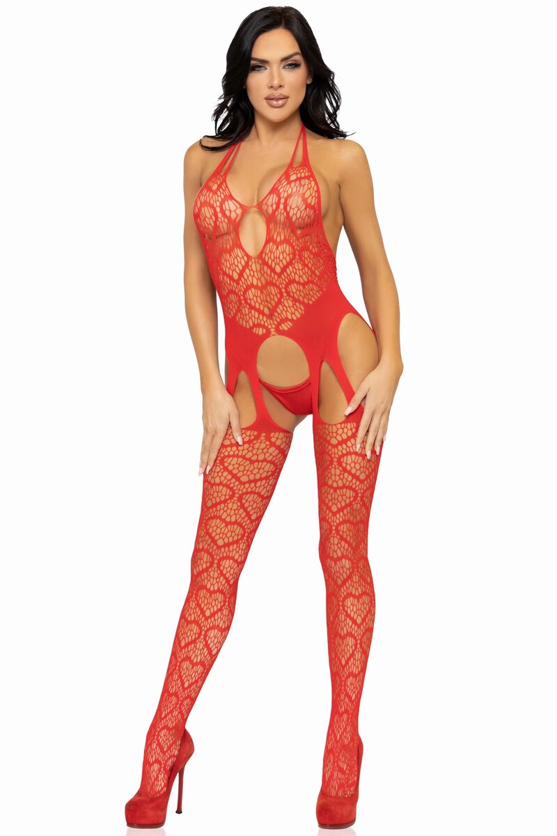 Love Hangover Heart Net Bodystocking