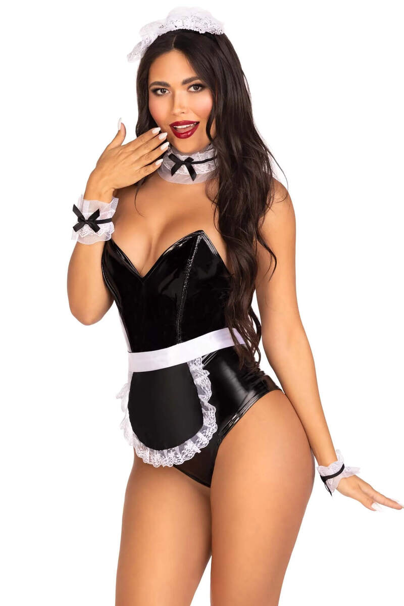 Lace French Maid Costume Kit Black Front