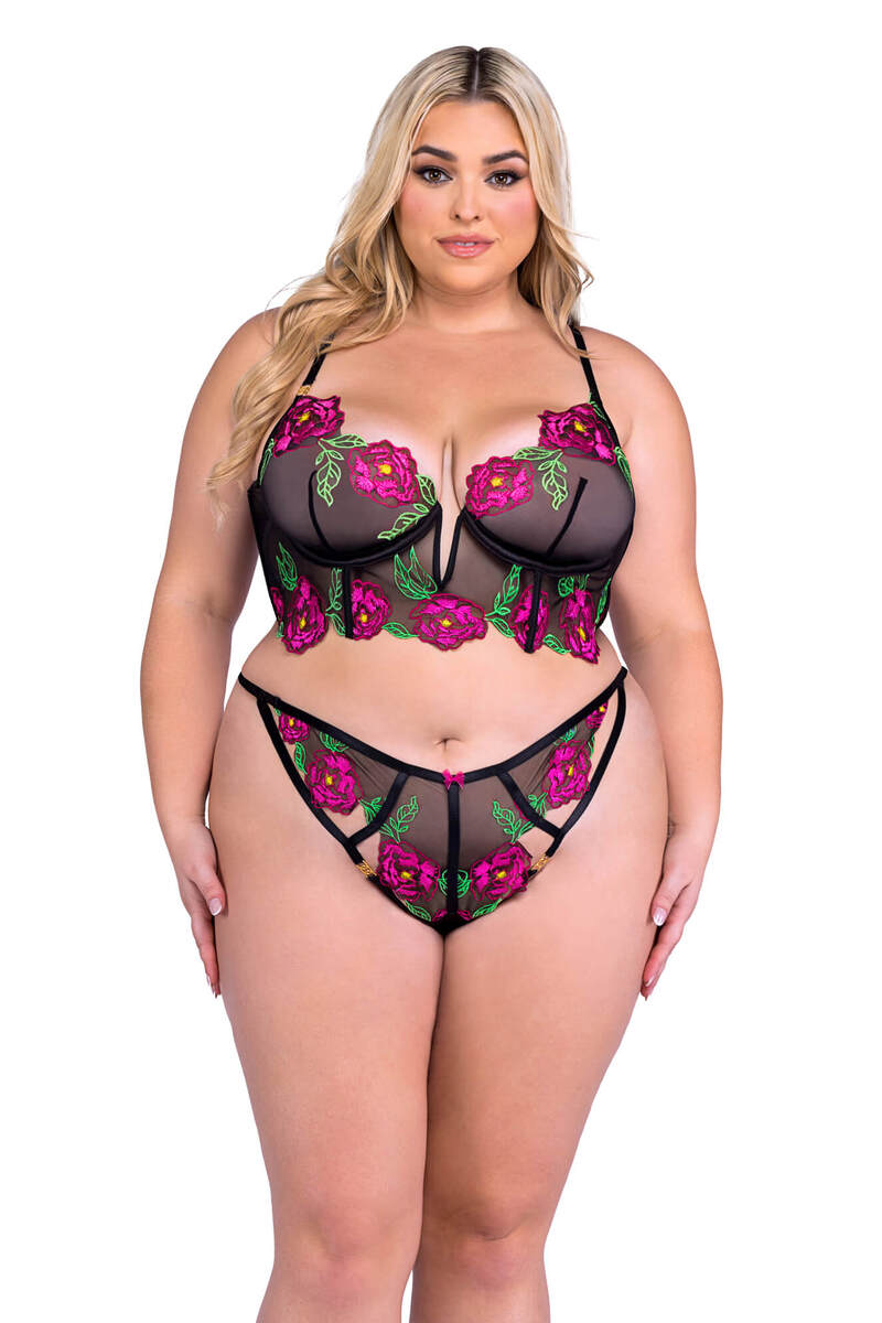 Plus Size Peony Paradise Bra & Panty Set