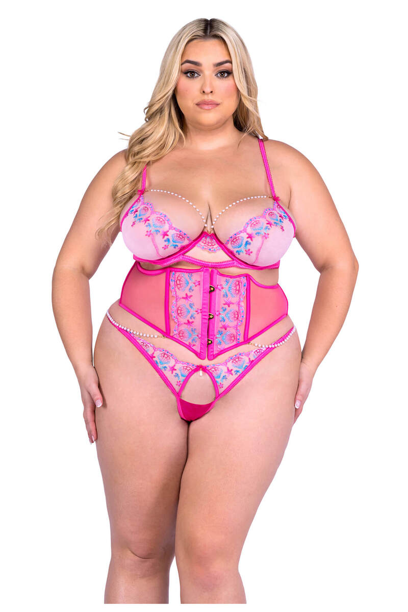 Plus Size Sultry Siren Waspie Lingerie Set