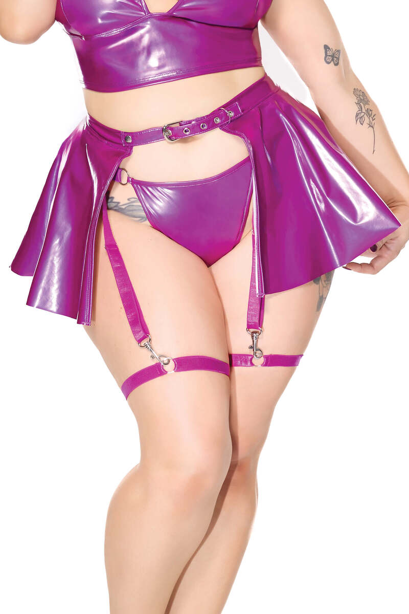 Vinyl Reign Teddie & Garter Skirt Set