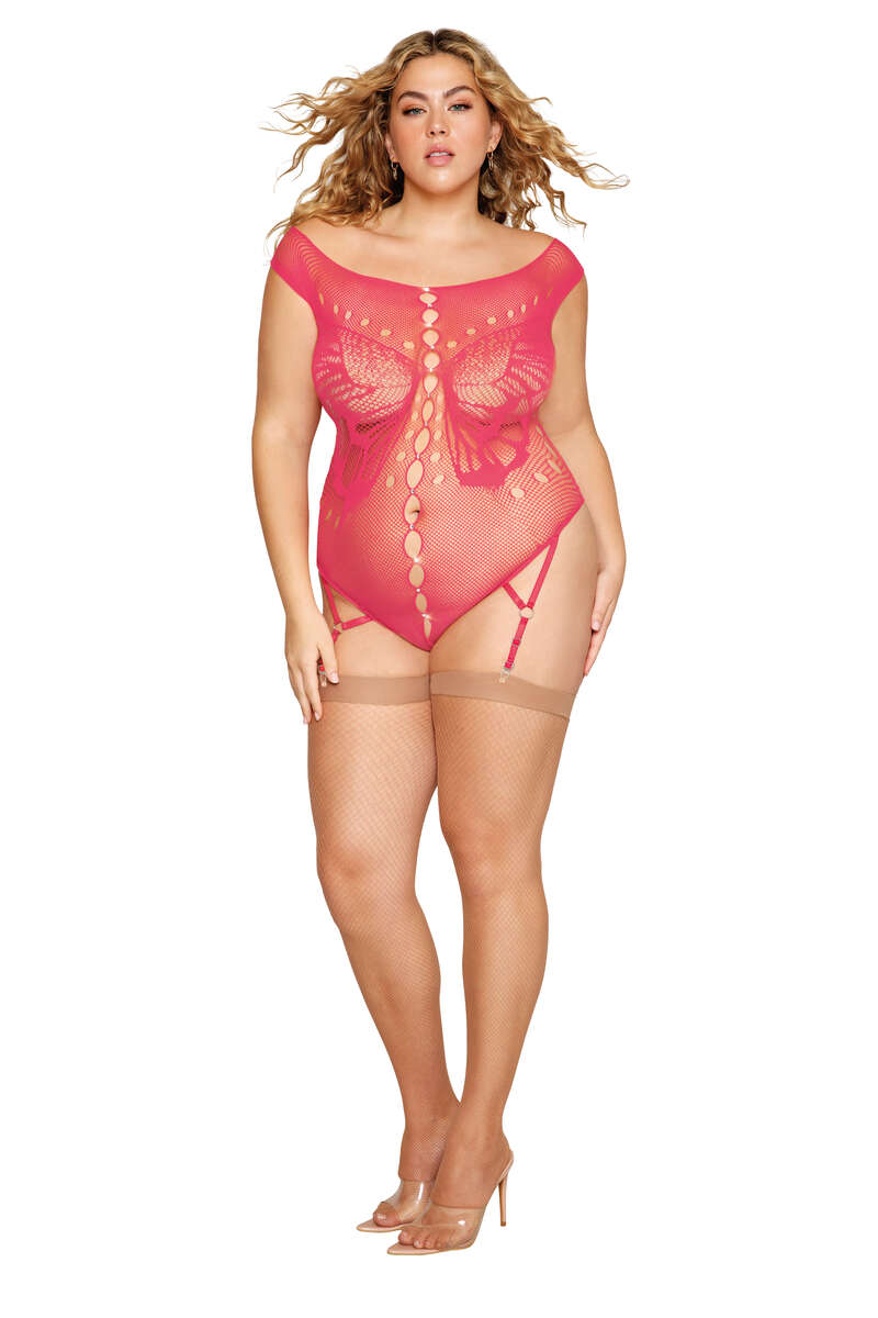 Plus Size Butterfly Garter Teddy