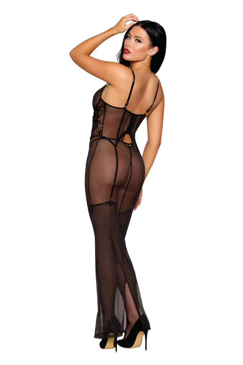 Midi Garter Chemise & G-String Set