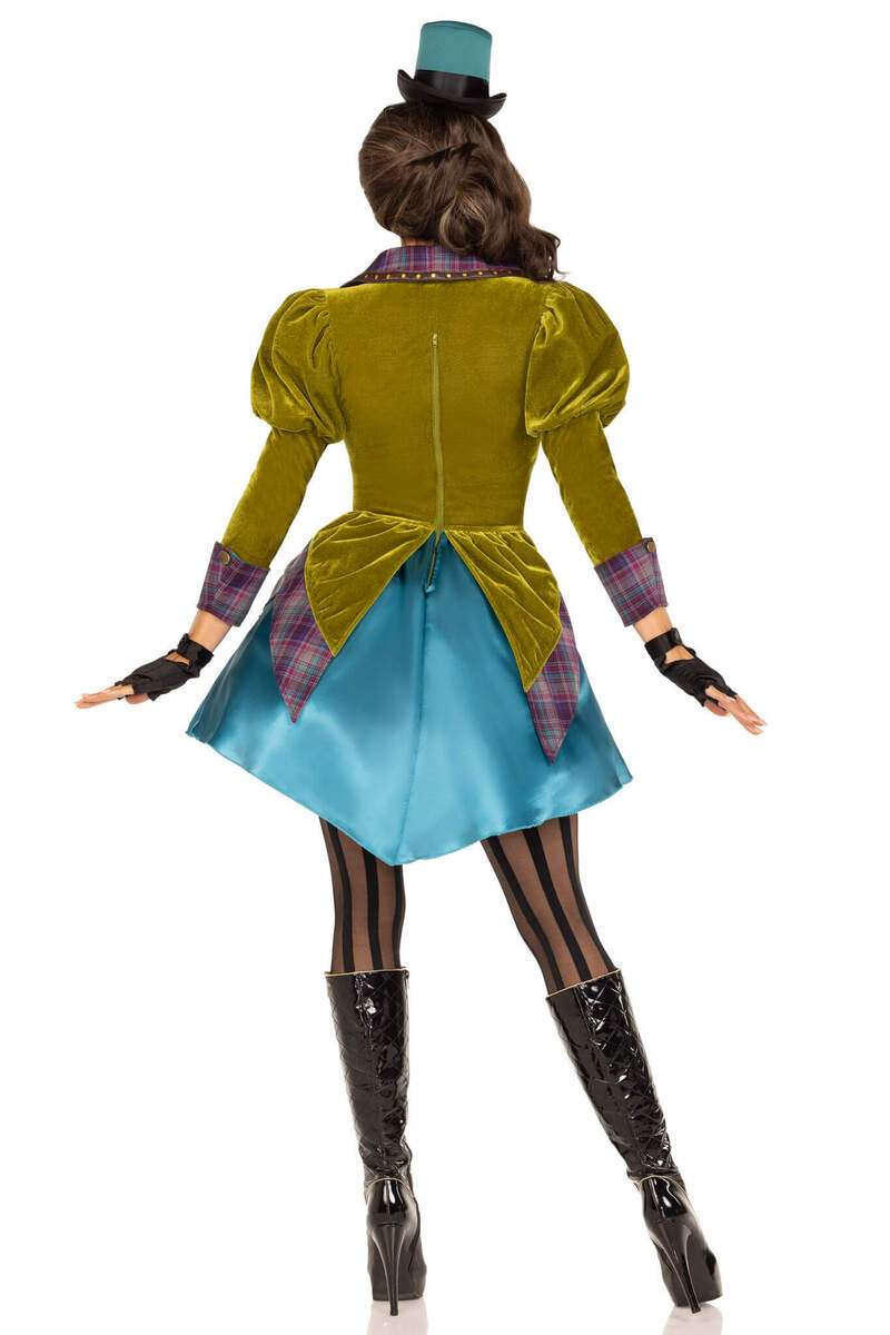 Deluxe Mad Hatter Costume Green Blue Back