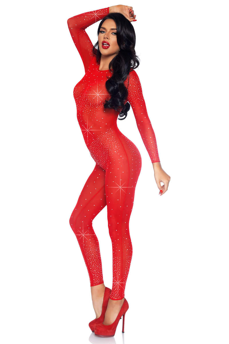 Sheer Rhinestone Catsuit