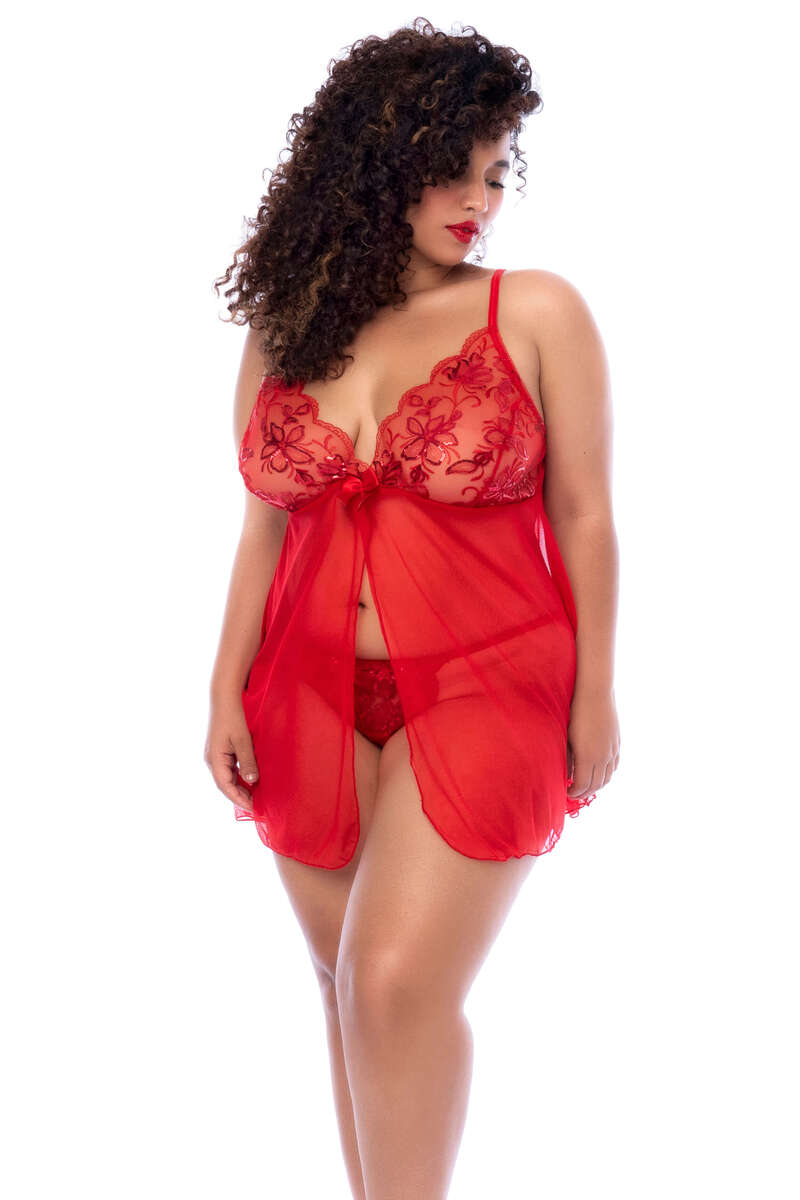 Plus Size Sheer Seduction Babydoll