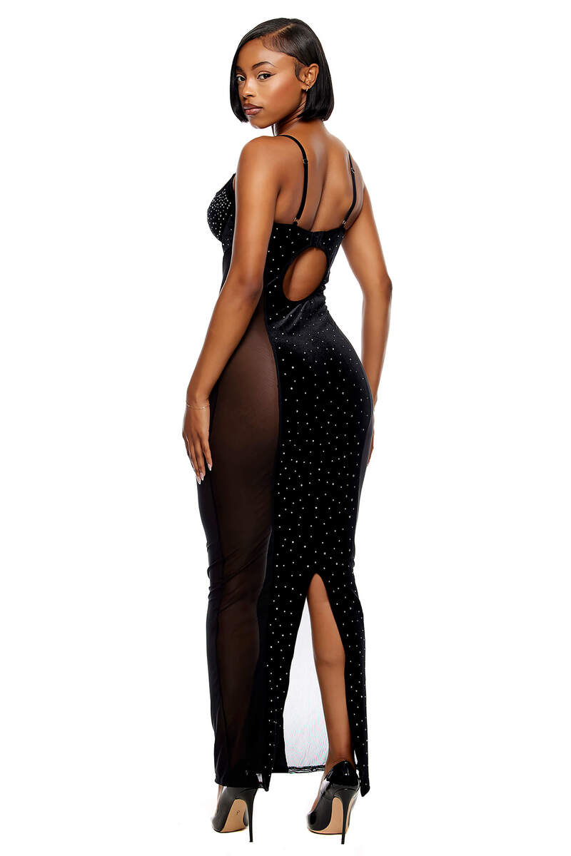 Caught Your Eye Velvet Rhinestone Satin Nightgown