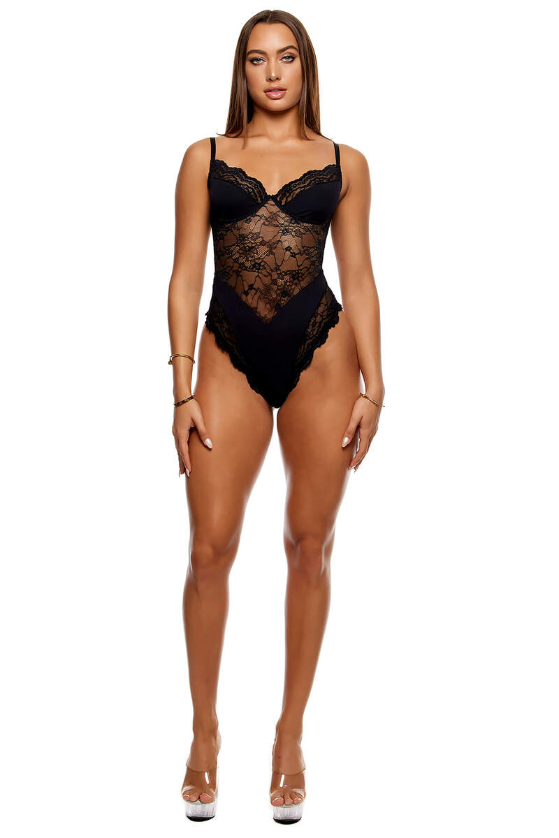 Self Care Ribbed Lace Teddy