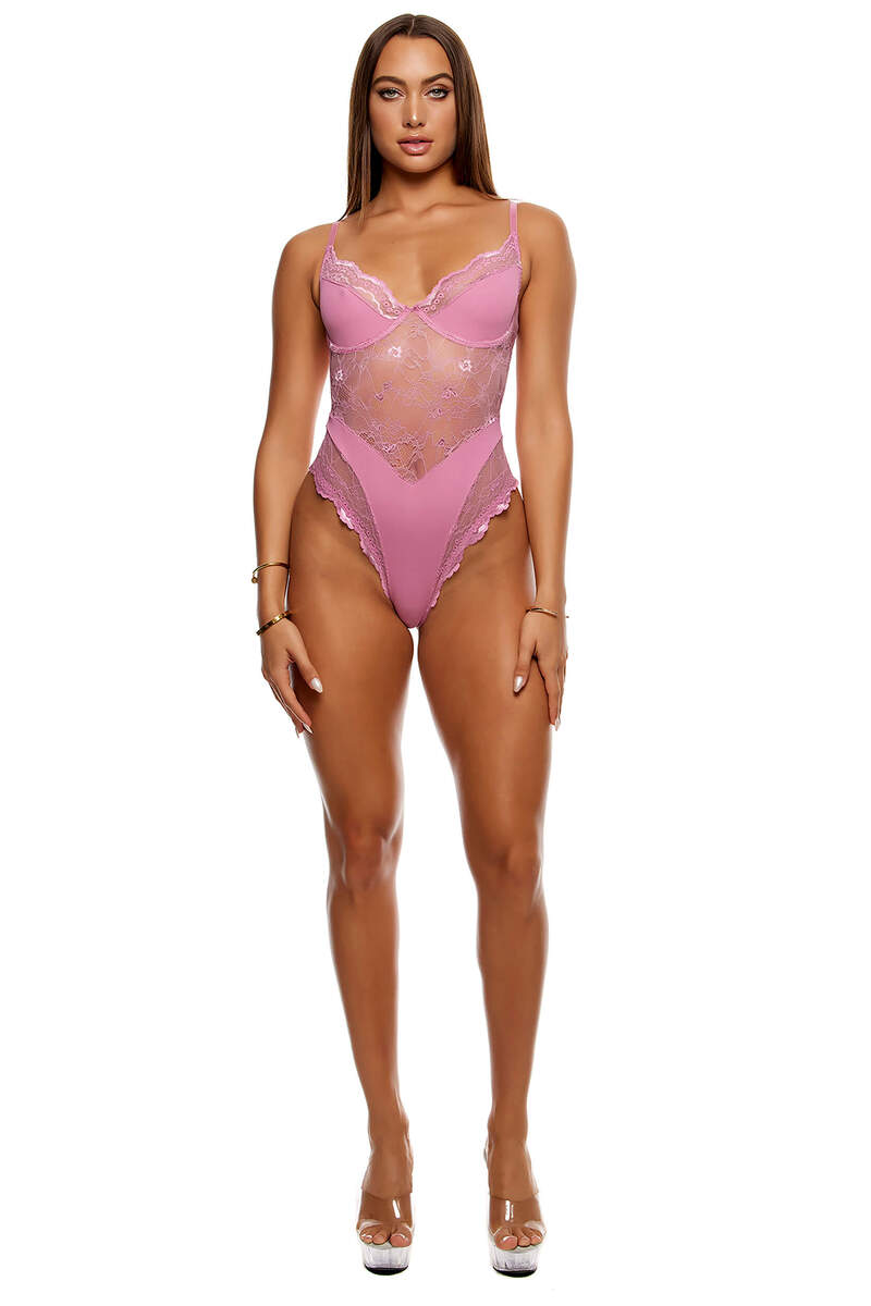 Self Care Ribbed Lace Teddy