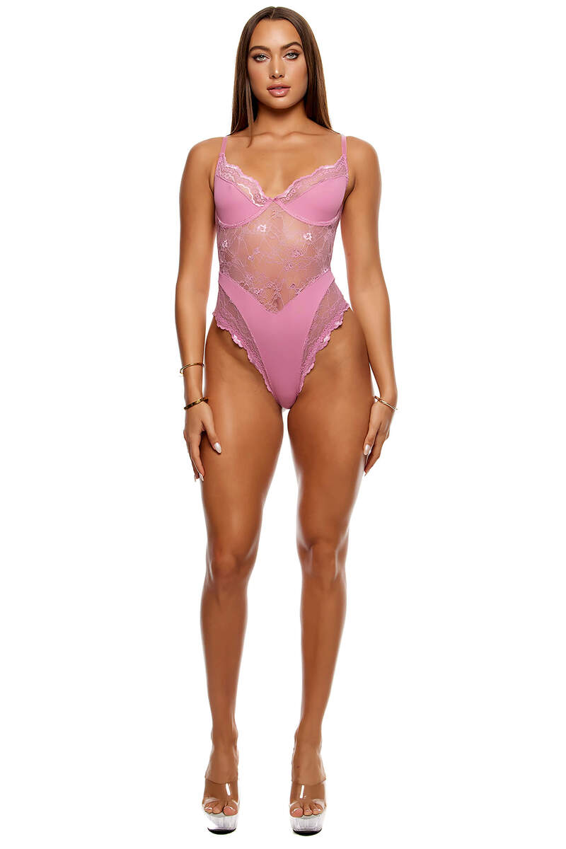 Self Care Ribbed Lace Teddy