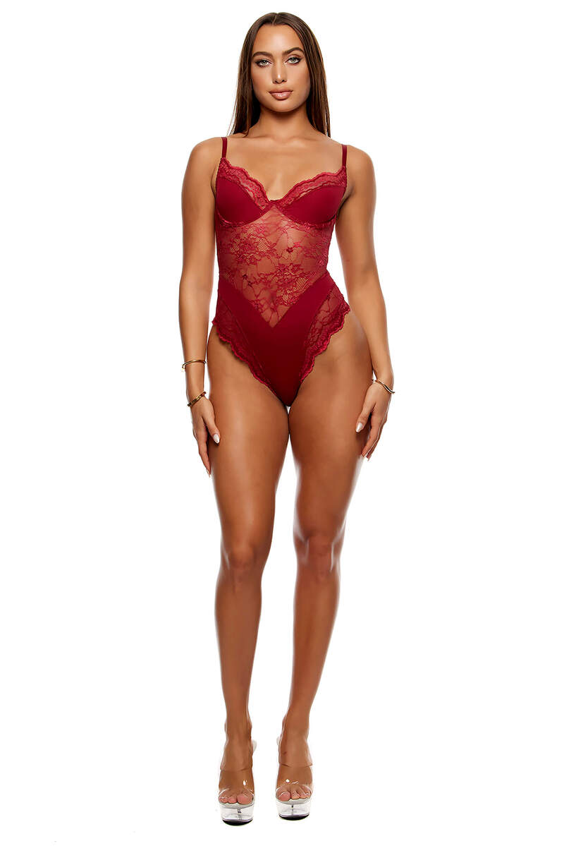 Self Care Ribbed Lace Teddy