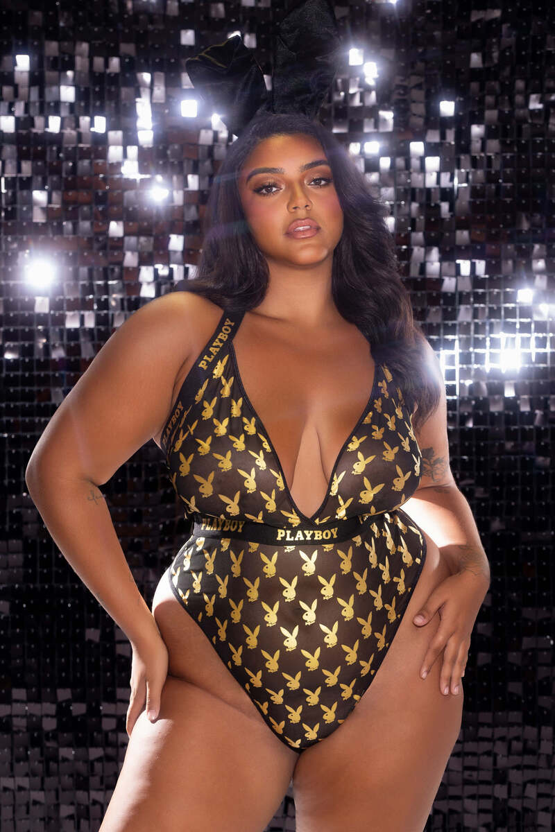 Plus Size Playboy Foiled Bunny Teddy