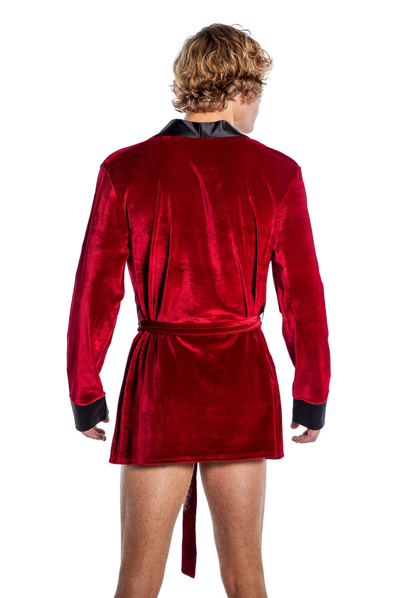 Playboy Men's Smoke Lounge Robe Red Back