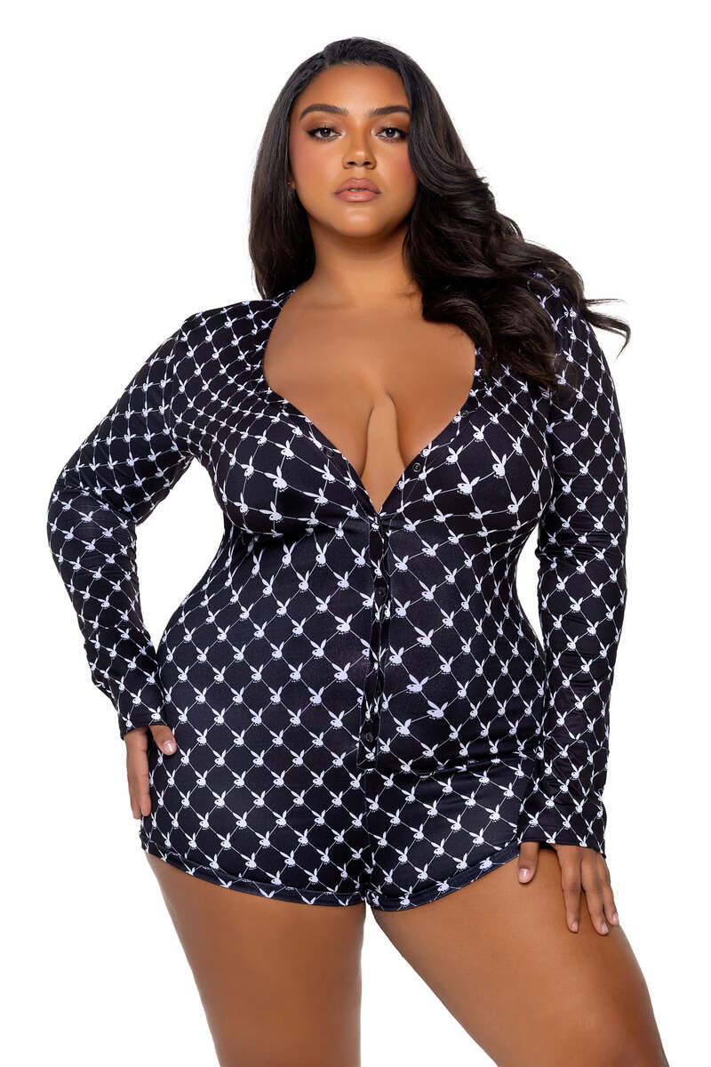 Plus Size Playboy Bunny Cozy Lounge Romper