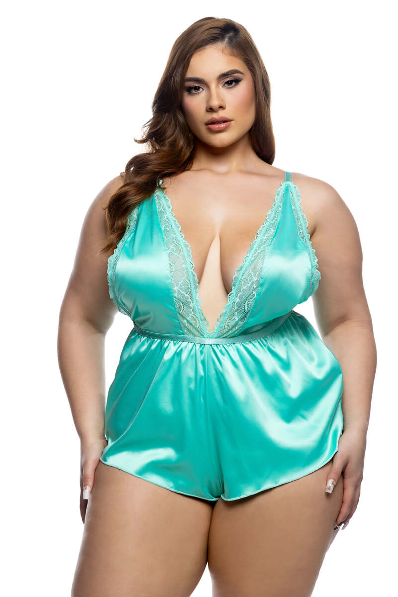 Plus Size Bedtime Flirt Teddy Mint Front