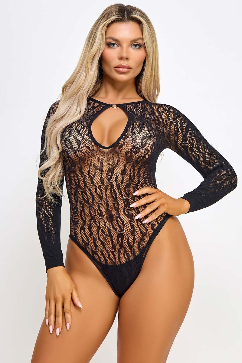 Leah Bodysuit Black Front Closeup