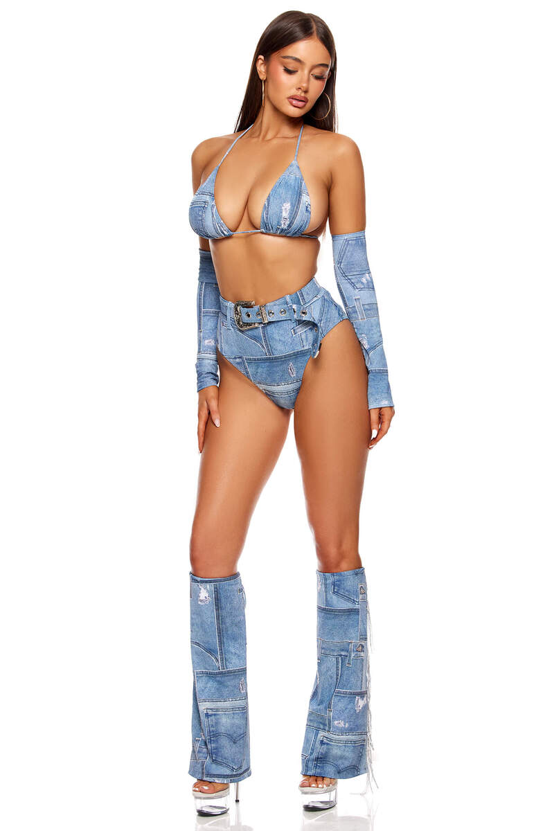 Denim Wrangler Cowgirl Costume Blue Side