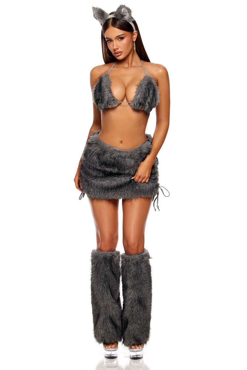 Full Moon Wolf Costume Gray Front