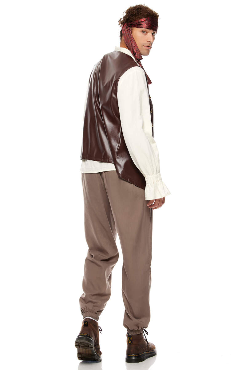 Sailing Seas Men's Pirate Costume Brown Ivory Back
