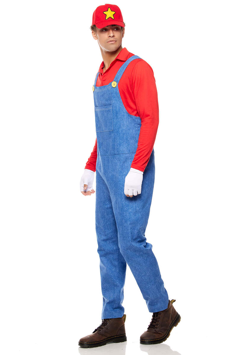 Power Up Men's Video Game Character Costume Blue Red Side