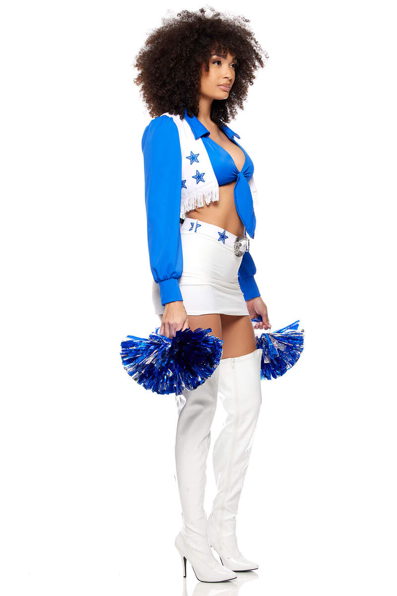 Halftime Show Cheerleader Costume Blue White Side
