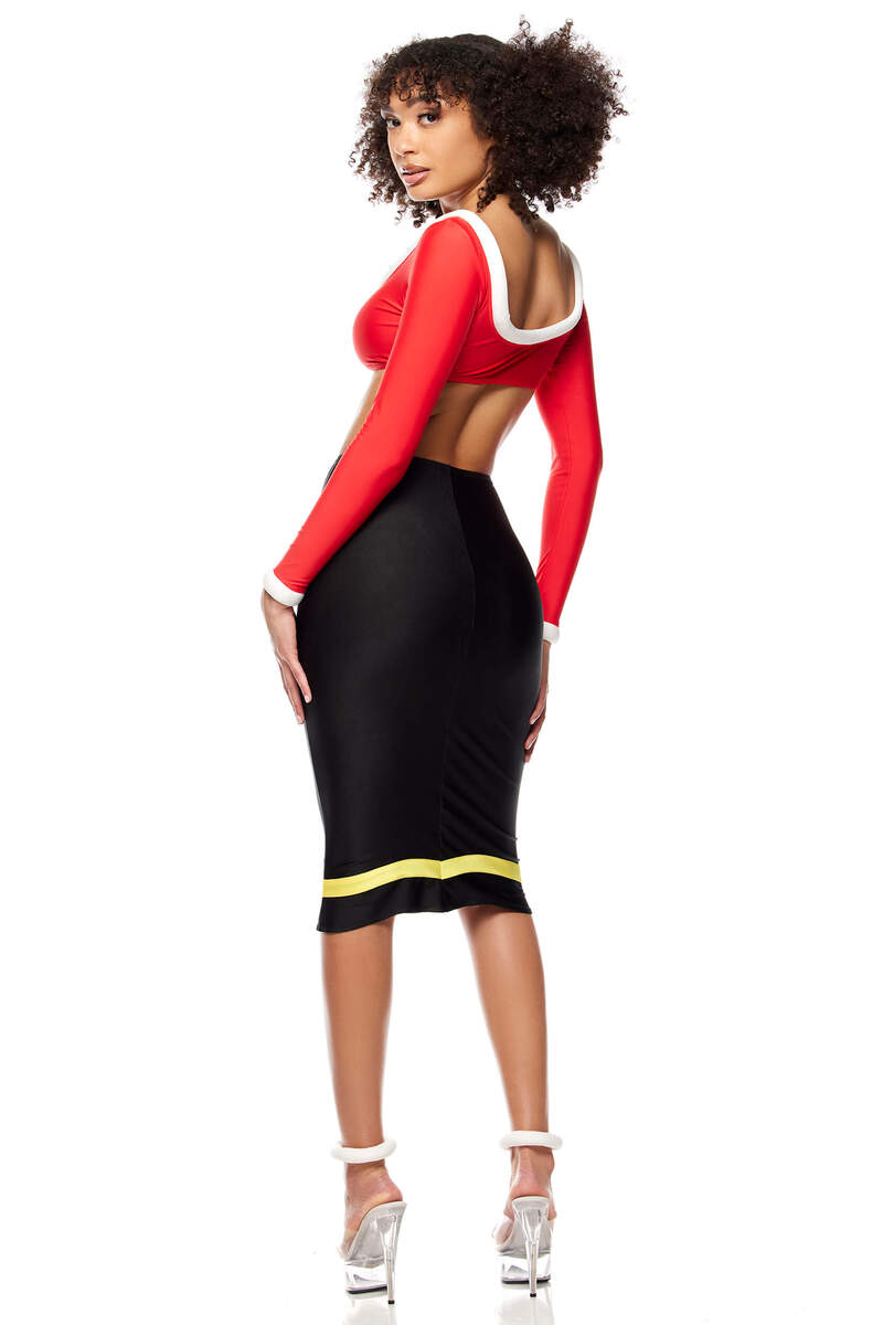 Sailor's Girl Cartoon Character Costume Red/Black Back