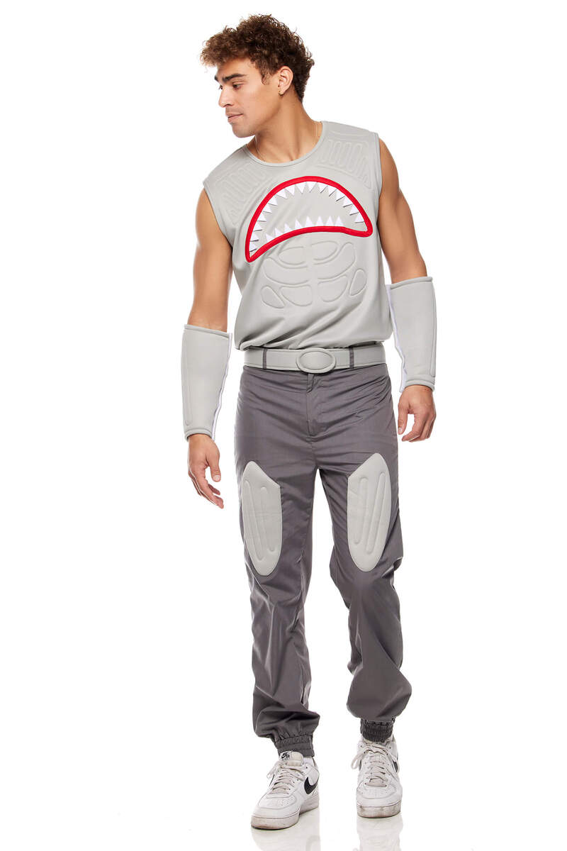 Shark Frenzy Movie Character Men's Costume Gray Front