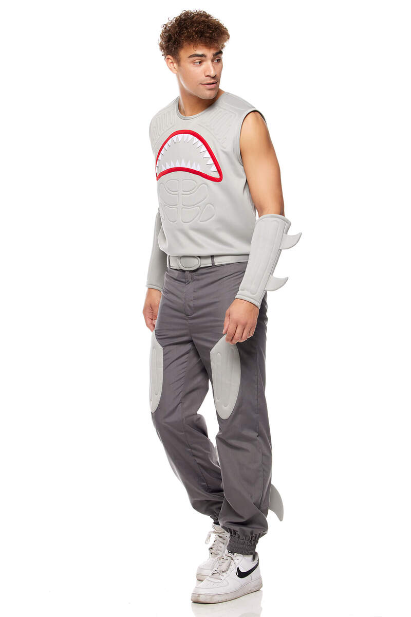 Shark Frenzy Movie Character Men's Costume Gray Side