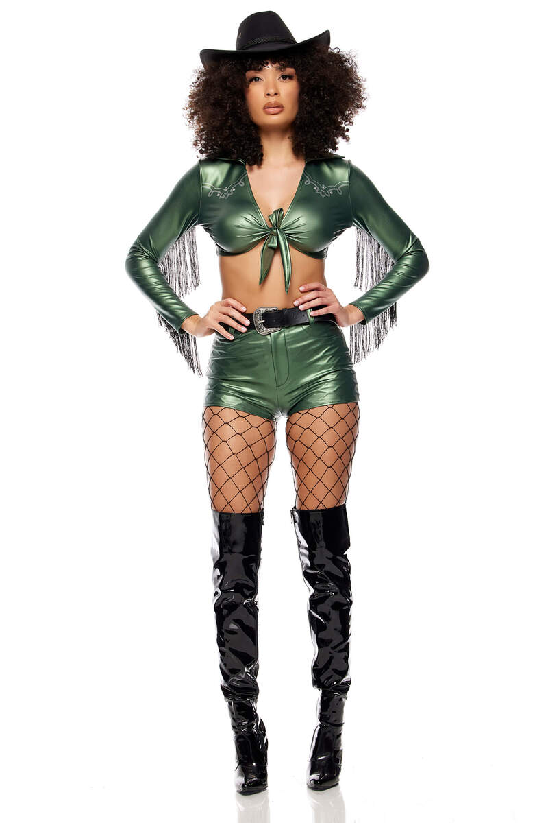 Yee Haw Cowgirl Costume Green Front