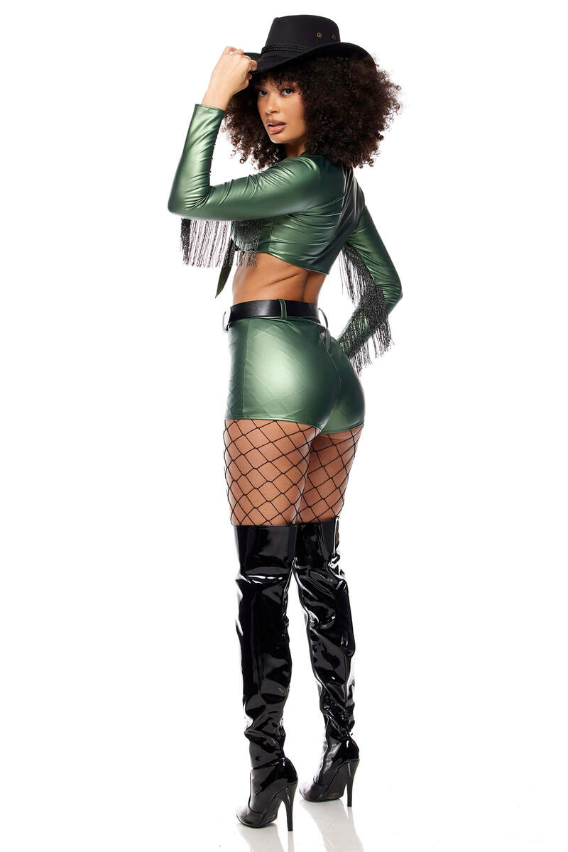 Yee Haw Cowgirl Costume Green Back