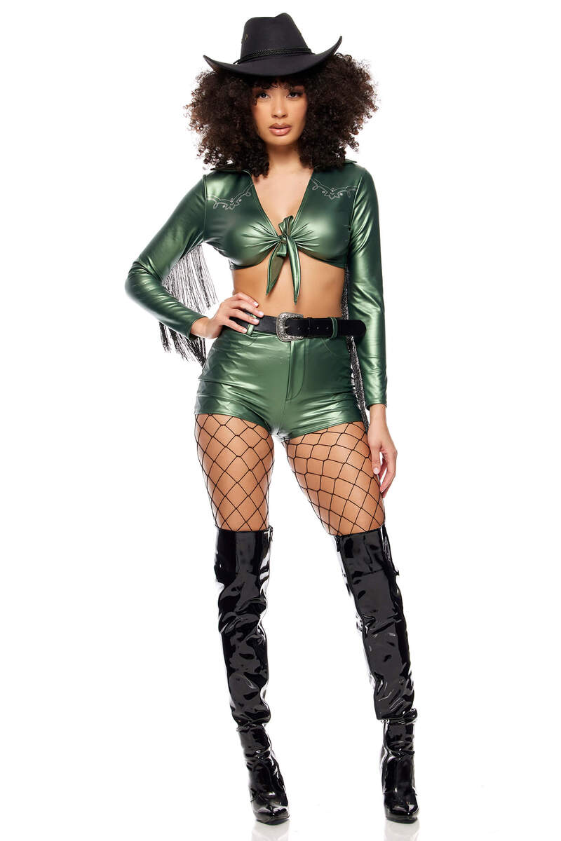 Yee Haw Cowgirl Costume Green Front Alternate