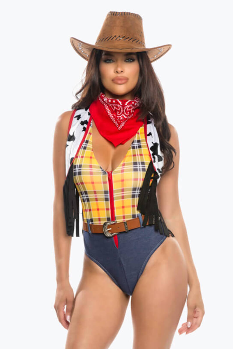 Western Story Playmate Costume Multicolor Front Closeup