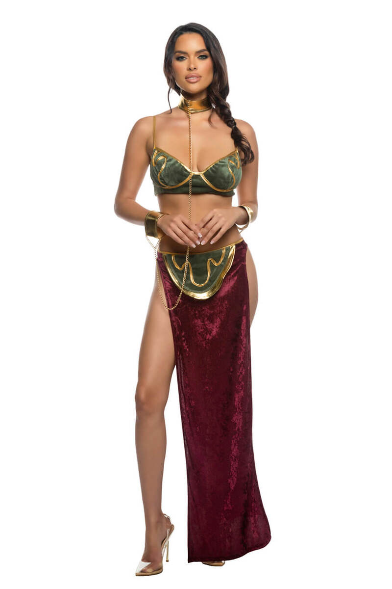Far off Galaxy Princess Costume Green Burgundy Front