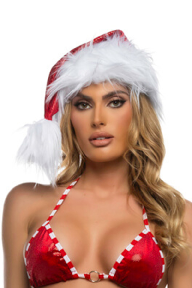 Faux Fur Trimmed Christmas Hat Red