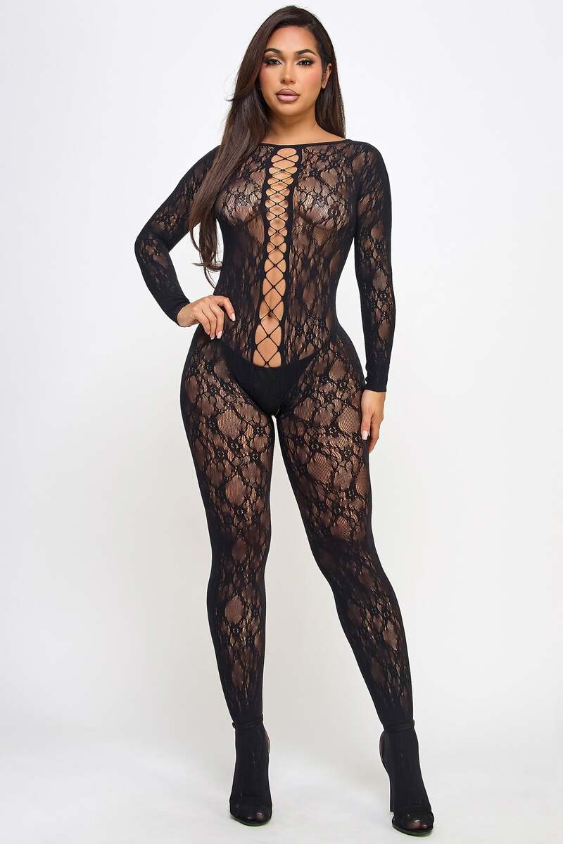 Kiara Bodystocking Black Front