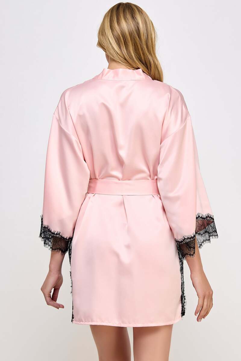 Isadora Robe Pink Black Back