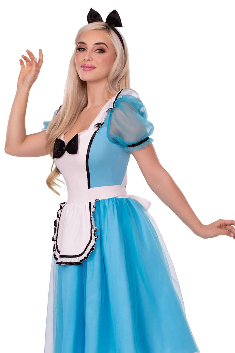 Looking Glass Alice Costume Light Blue Front Posing