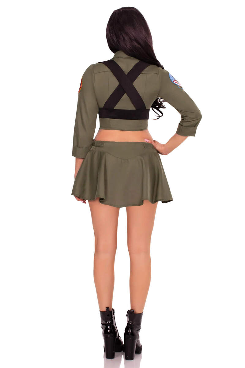 Top Gun Fighter Pilot Costume Khaki Back