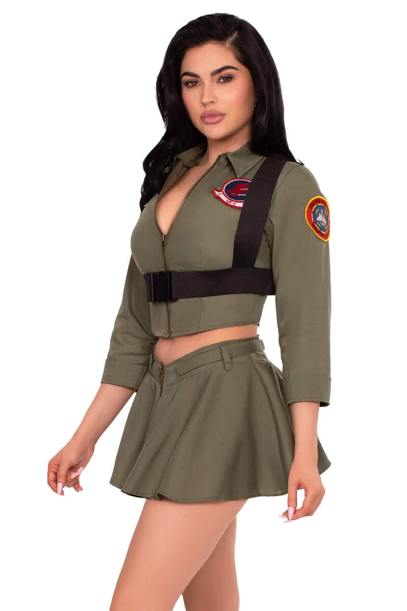 Top Gun Fighter Pilot Costume Khaki Side