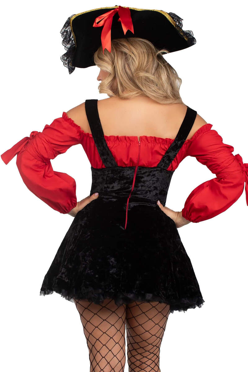Vixen Vigilante Pirate Wench Costume Red Black Back Closeup