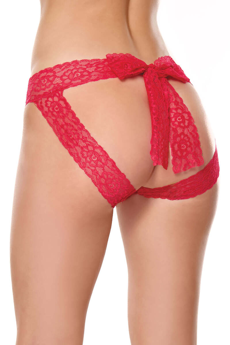 Bow Front Open Back Panty Red Back