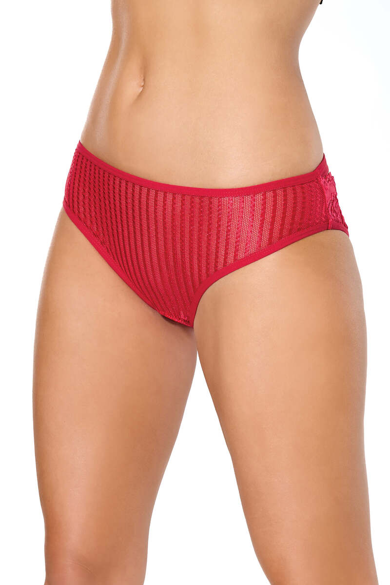 Bow & Lace Strappy Back Panty Red Front