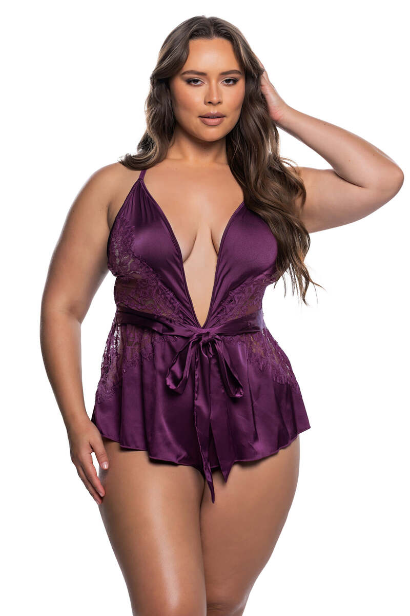 Plus Size Moonlight Kiss Romper Purple Front