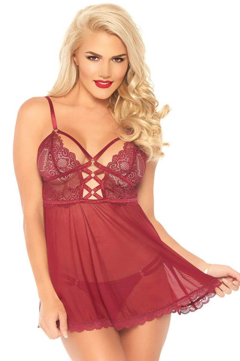 Sheer Lace & Mesh Babydoll