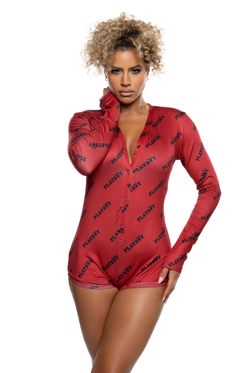 Bedtime Bunny Romper Red Front