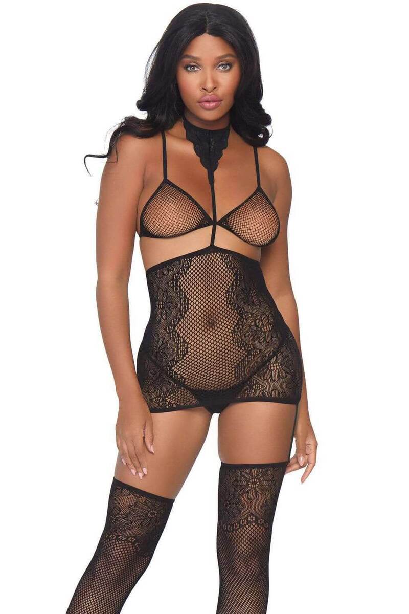 Sultry Nights Fishnet Lingerie Set