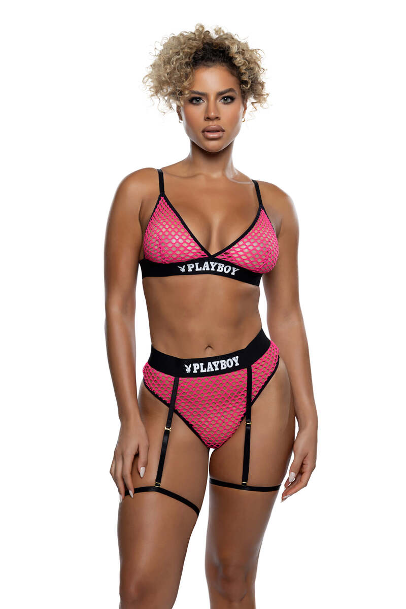 Erotic Bunny Lingerie Set Hot Pink Front