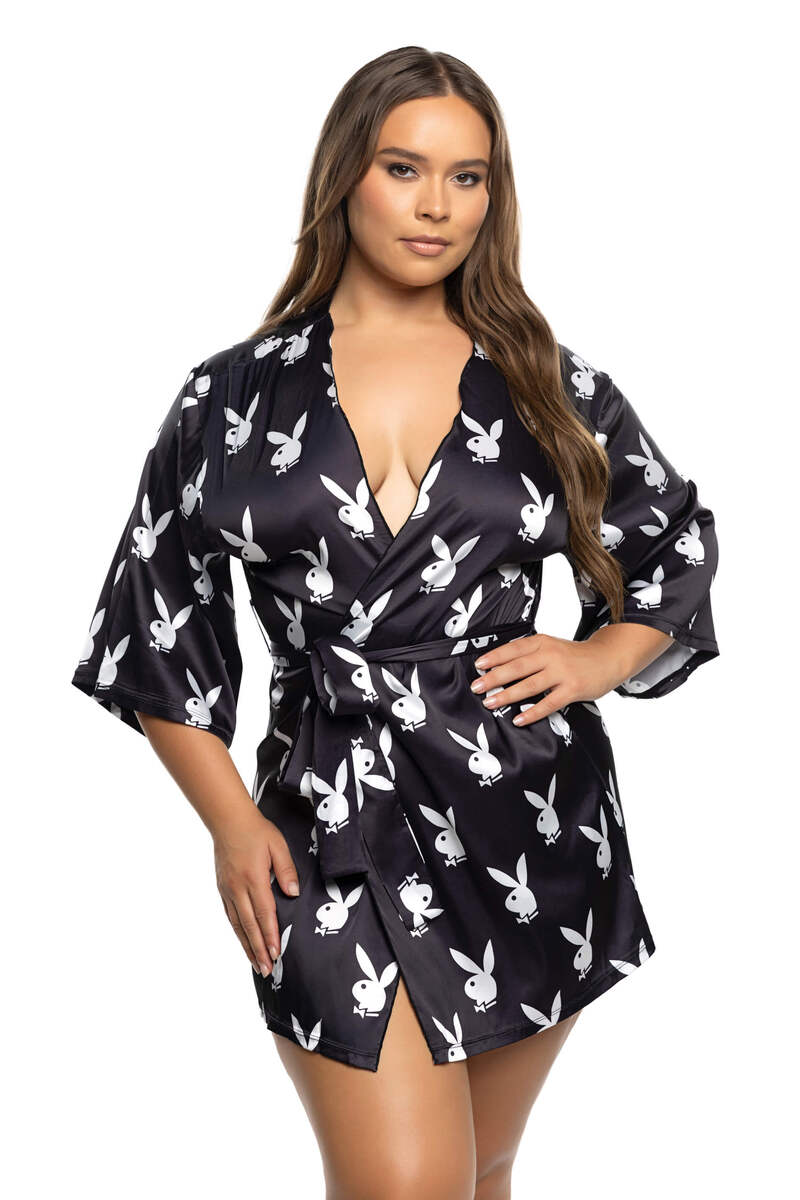 Plus Size Chill Bunny Robe Black Front