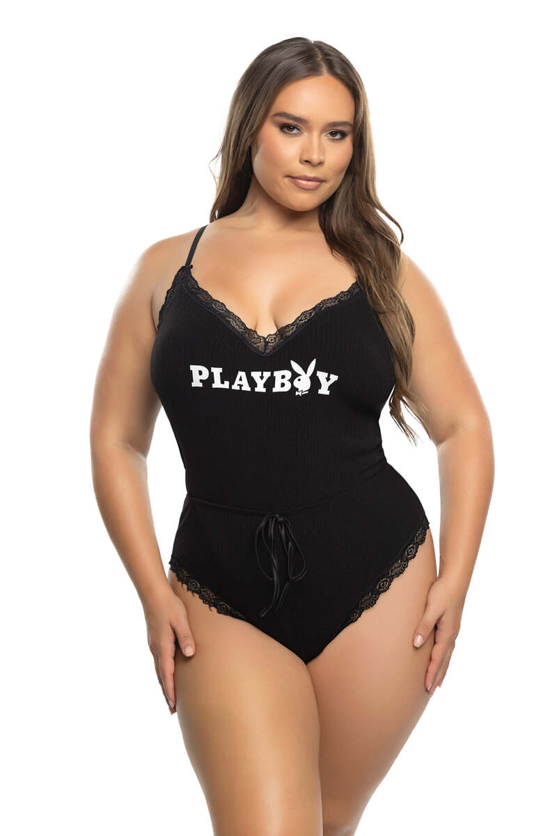 Plus Size Comfy Bunny Romper Black Front