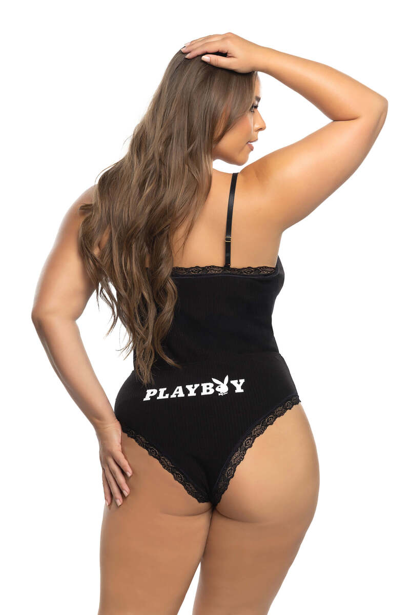 Plus Size Comfy Bunny Romper Black Back
